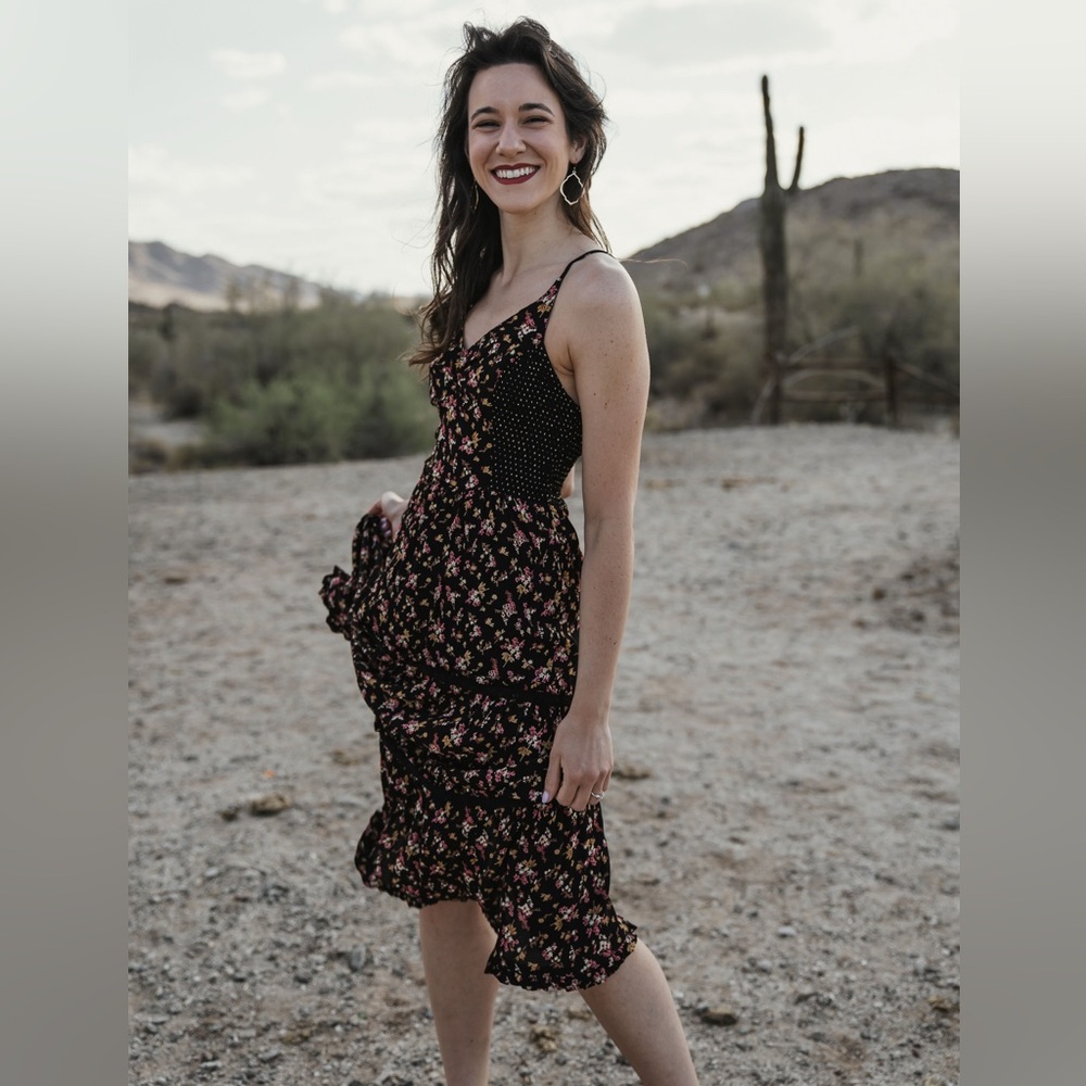 Floral Black Dress